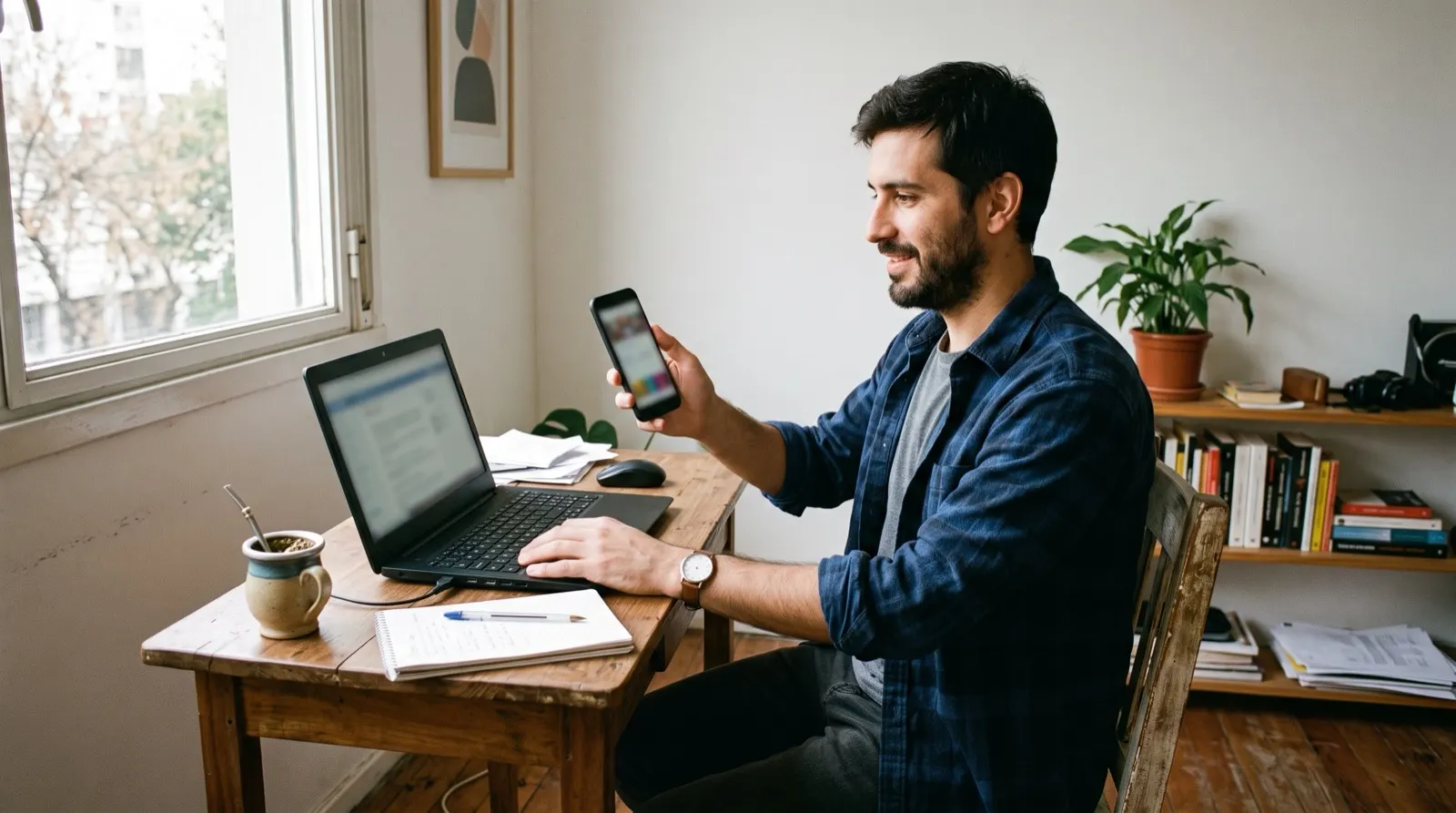 Profesional configura un débito automático desde su computadora
